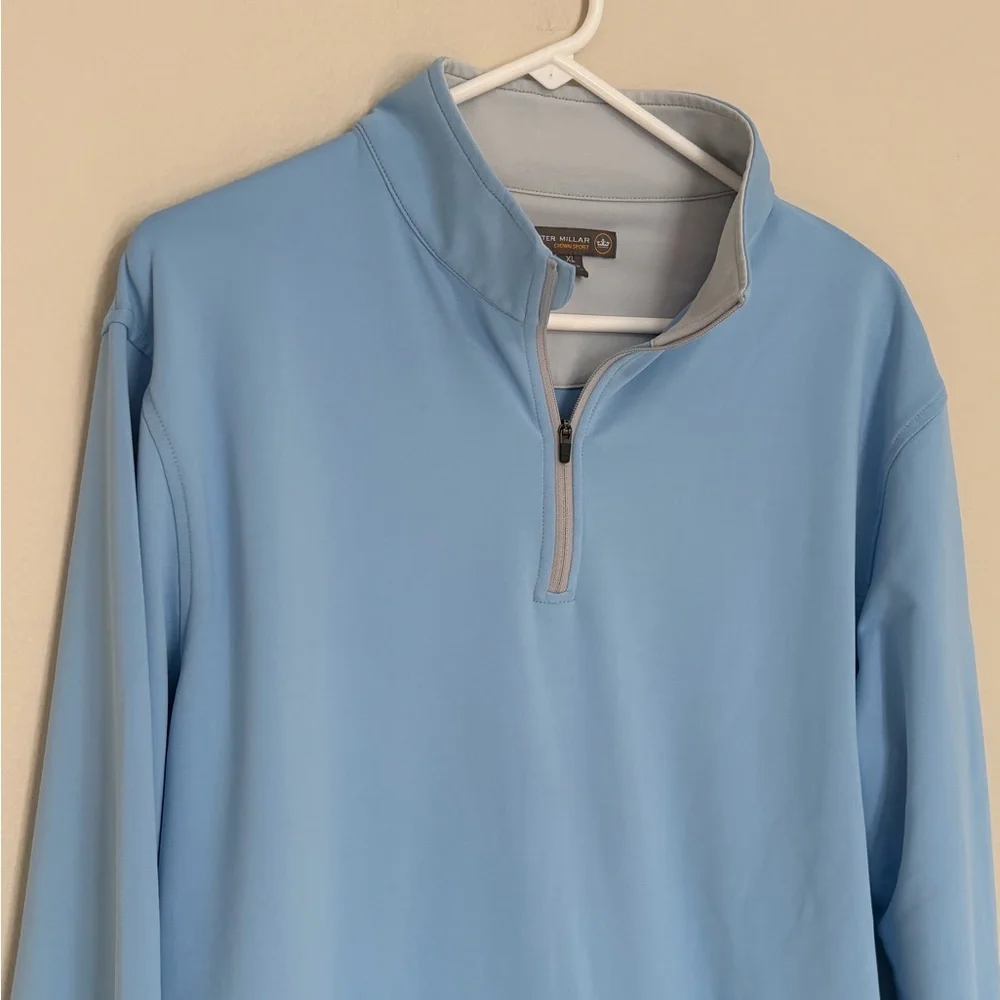 Peter Millar Crown Sport Mens XL Perth Cross-Hatch Performance 1/4 Zip Blue Golf - Picture 3 of 13